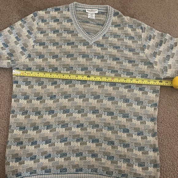 Norm Thompson V-Neck Sweater Blue and Gray - Picture 5 of 8